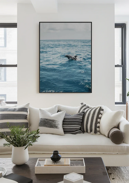 Dolphin Leaping From The Blue Ocean Nature Painting