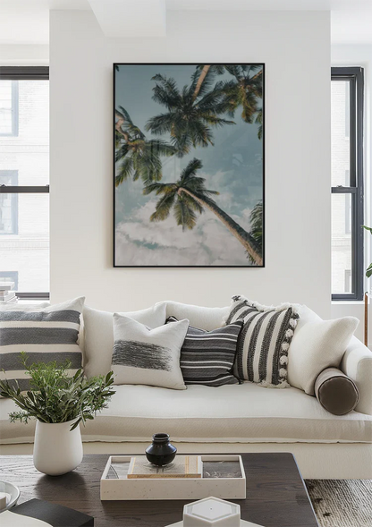 Palmen Vogelperspektive Nach Oben Blauer Himmel Mit Wolken Gemälde