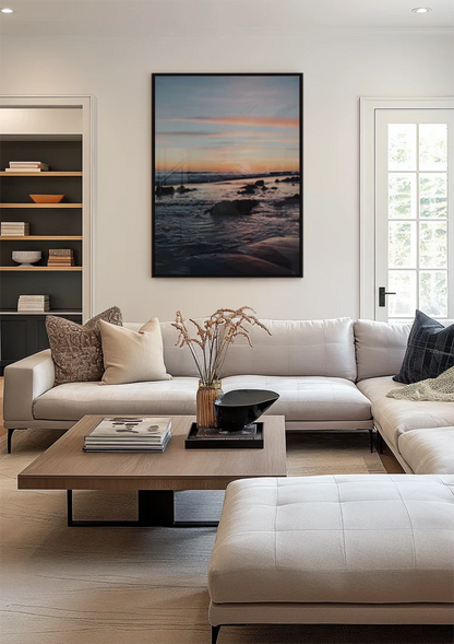 Sunset At The Water Pastel Coastline Painting