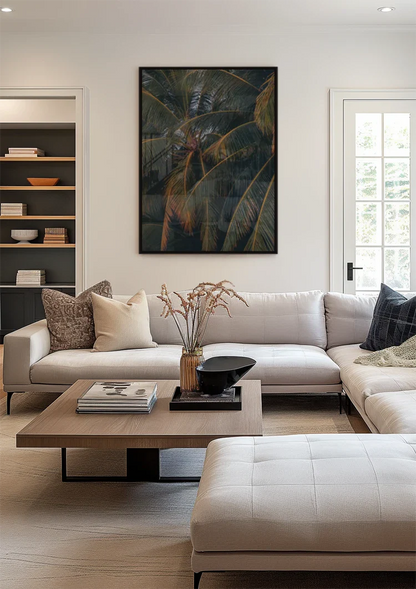 Palmenblatt Nahaufnahme Dunkel Tropisches Gemälde