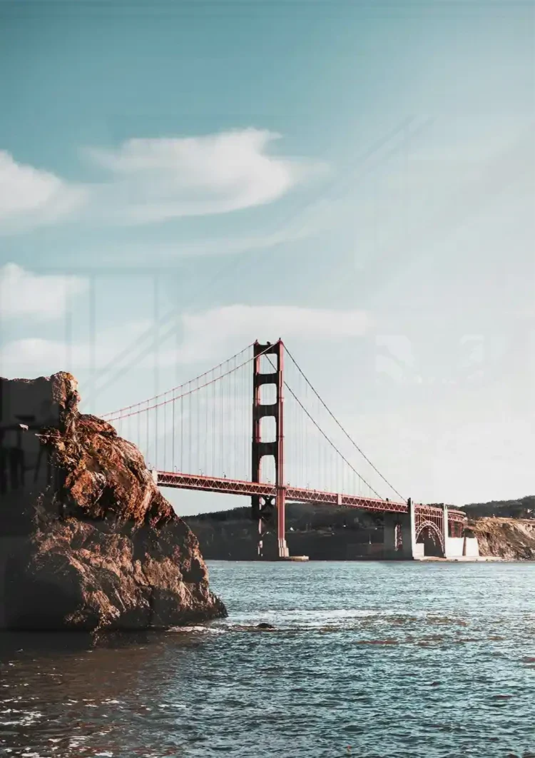 Golden Gate Bridge vom Wasser aus gesehen San Francisco Gemälde