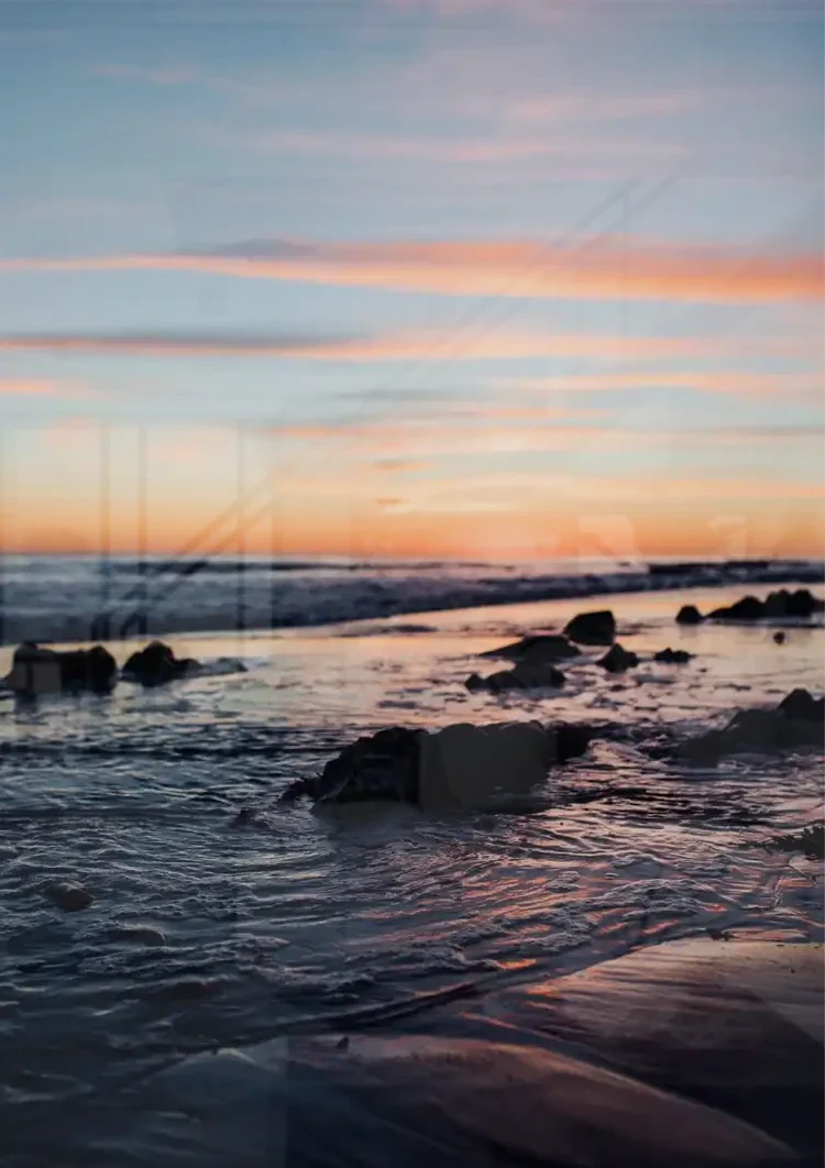 Sunset At The Water Pastel Coastline Painting