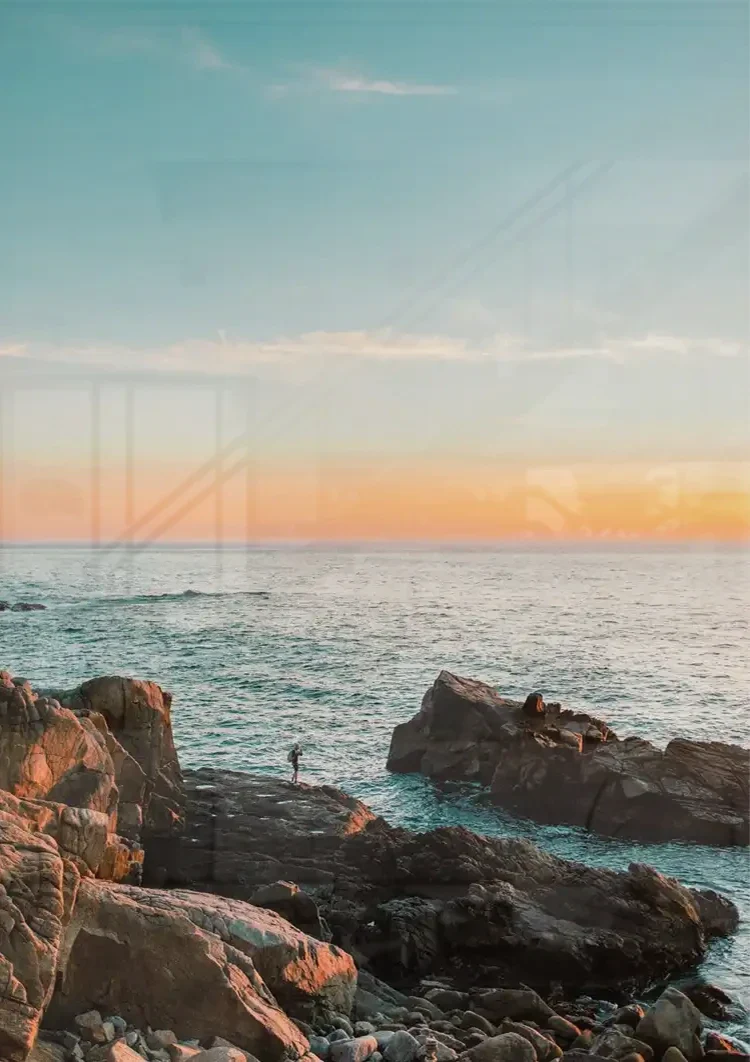 Rocky Coast At Sunset Wild Sea Golden Sky Painting