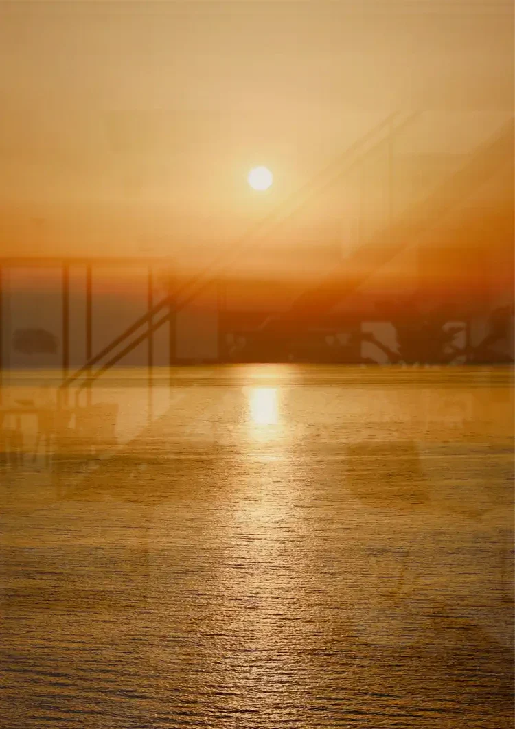 Wunderschöner Sonnenuntergang Goldener Ozean Spiegelung Gemälde