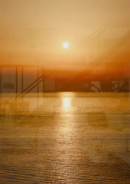 Wunderschöner Sonnenuntergang Goldener Ozean Spiegelung Gemälde