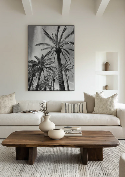 Tall Palm Trees Black and White Tropical Nature Photography Painting