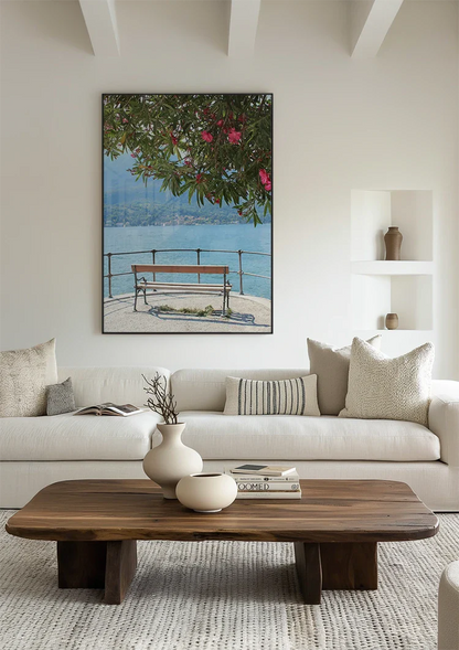 Lake Como Pink Blossom Tree Terrace Italian Landscape Painting