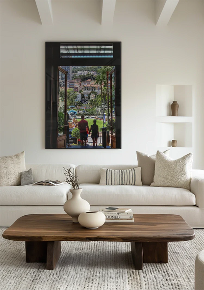 Adjust Colorful Mediterranean City with Palm Trees Painting
