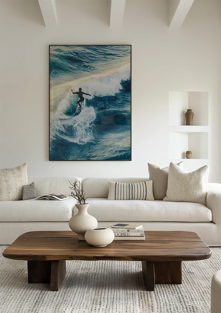 Surfer auf Welle Blauer Ozean Dynamisches Gemälde