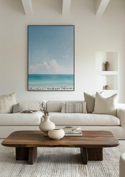 Fröhlicher Strand Türkises Meer Blauer Himmel Sonnig Gemälde