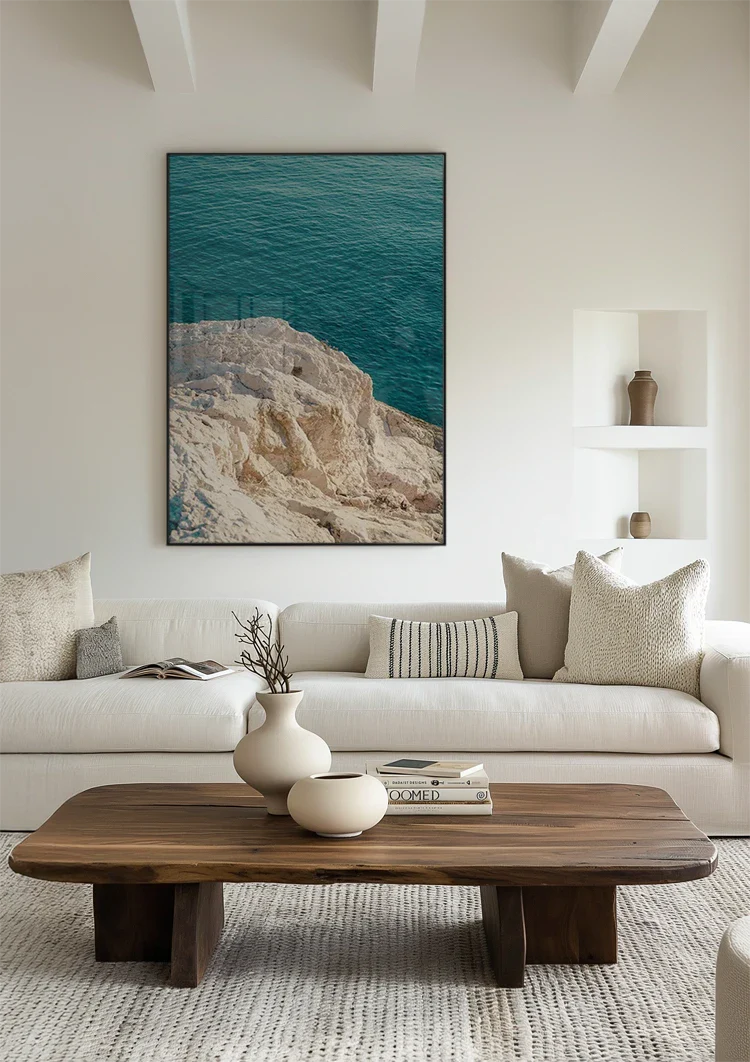 Large Rocks Clear Turquoise Sea Coastline Nature Painting