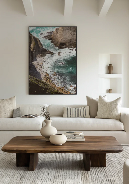 Rocky Coastline Top View With Turquoise Sea And Cliffs Painting