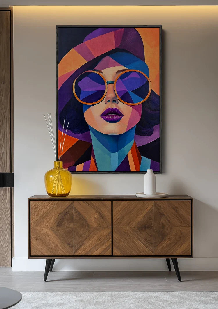 Colorful Geometric Face Sunglasses Hoodie Modern Pop Art Painting