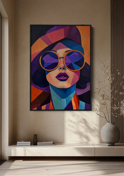 Colorful Geometric Face Sunglasses Hoodie Modern Pop Art Painting