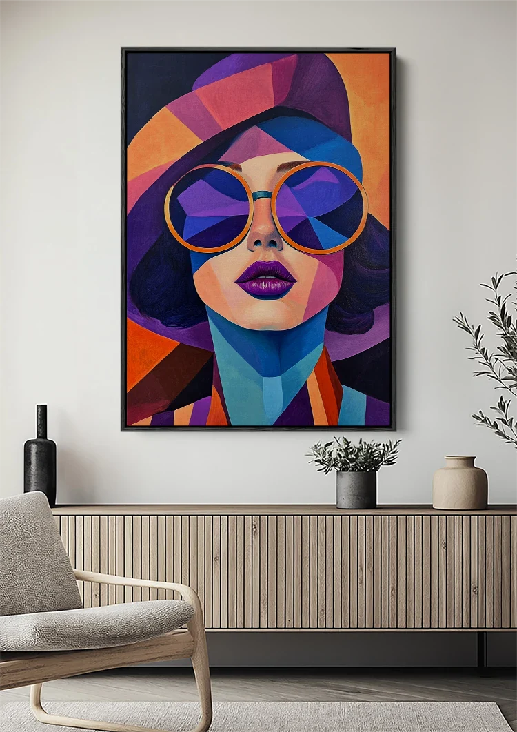 Colorful Geometric Face Sunglasses Hoodie Modern Pop Art Painting