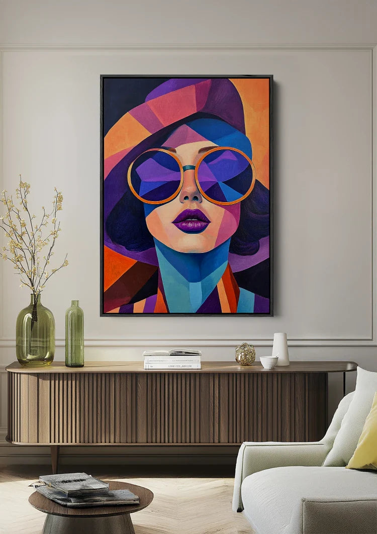 Colorful Geometric Face Sunglasses Hoodie Modern Pop Art Painting