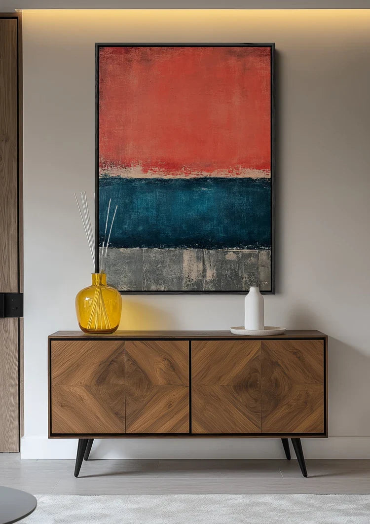 Koralowe różowe niebieskie bloki kolorów Abstrakcyjne Obraz na płótnie inspirowane Rothko