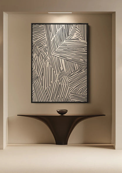 Abstrakte Schwarz-Weiß-Linienmuster Modernes Geometrisches Gemälde