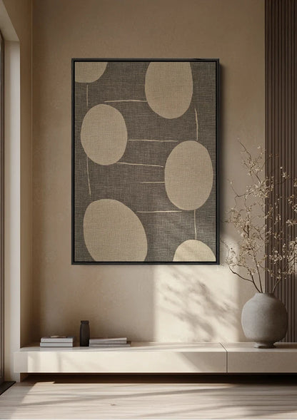 Große abstrakte ovale cremefarbene, grau texturierte Hintergrund, minimalistisches Gemälde