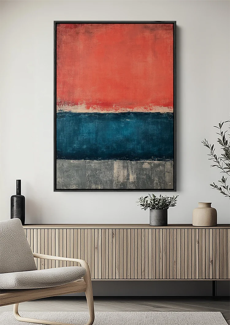 Koralowe różowe niebieskie bloki kolorów Abstrakcyjne Obraz na płótnie inspirowane Rothko