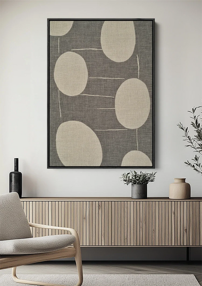 Große abstrakte ovale cremefarbene, grau texturierte Hintergrund, minimalistisches Gemälde