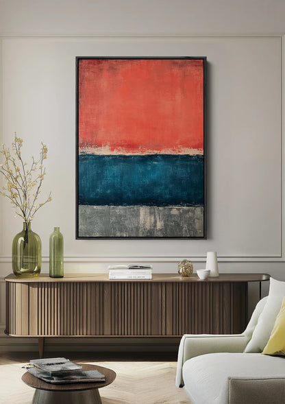 Koralowe różowe niebieskie bloki kolorów Abstrakcyjne Obraz na płótnie inspirowane Rothko