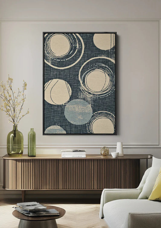 Das abstrakte Kreismotiv Leinwandbild an der Wand im Flur