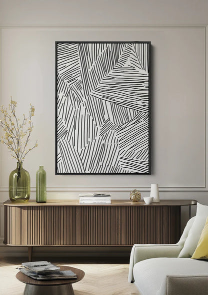 Abstrakte Schwarz-Weiß-Linienmuster Modernes Geometrisches Gemälde