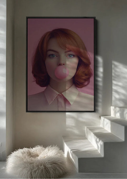 Pop-art portret canvas schilderij aan de muur in de slaapkamer