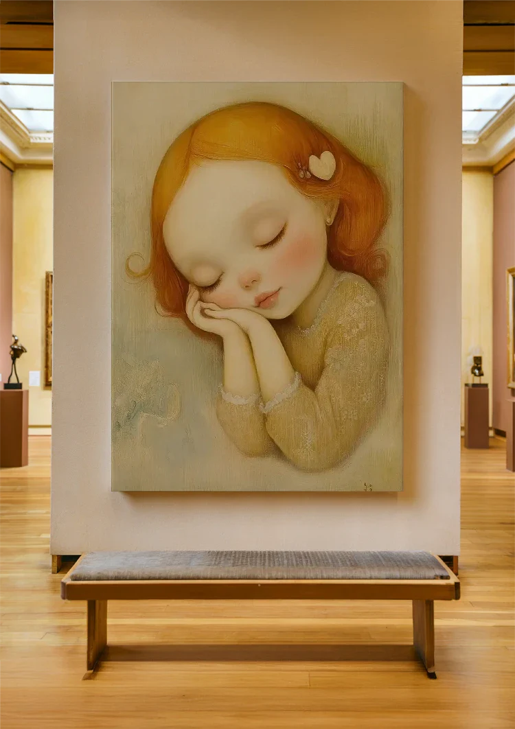 Dreaming Girl With Red Hair Soft Pastel Portrait Painting