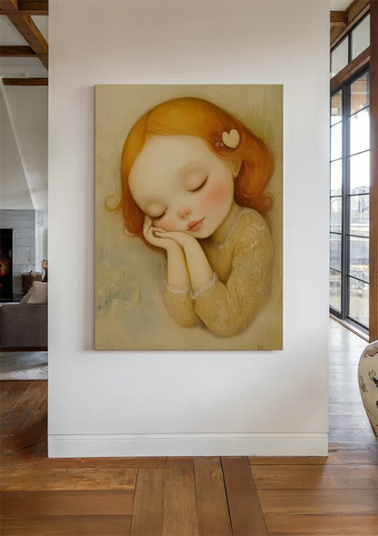 Dreaming Girl With Red Hair Soft Pastel Portrait Painting