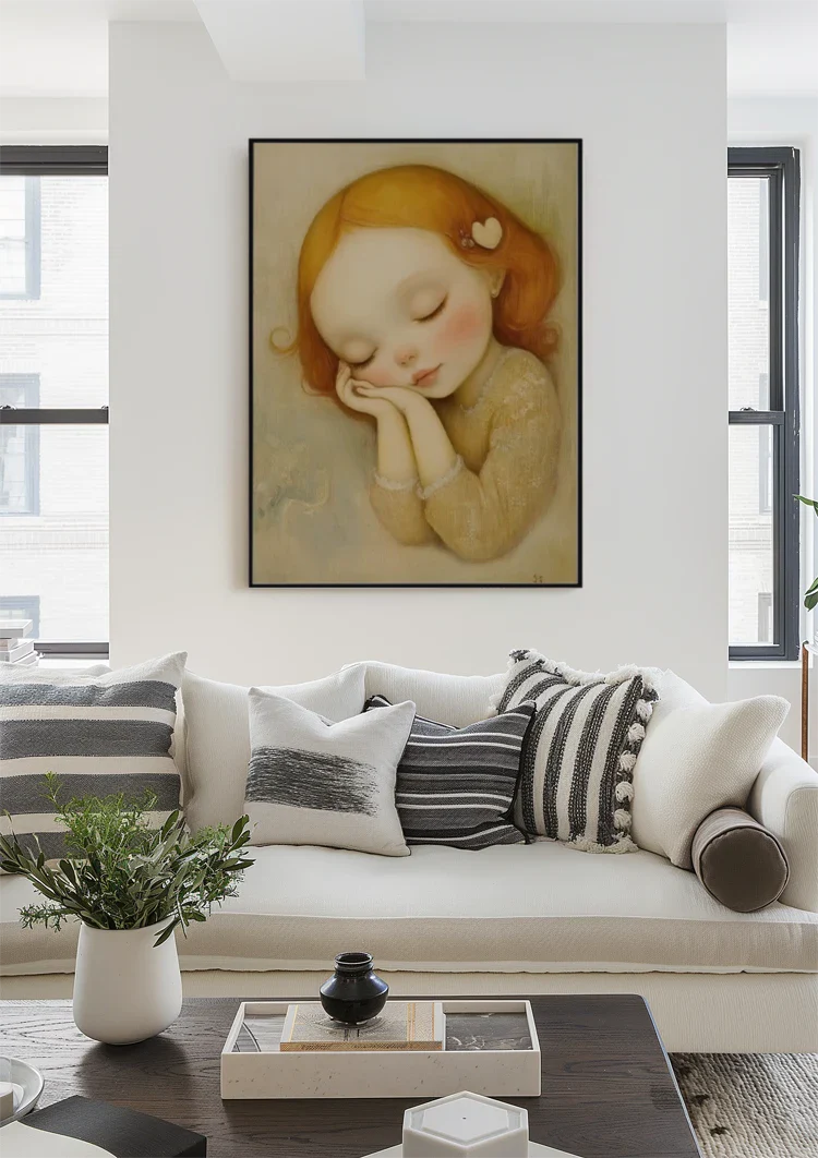 Dreaming Girl With Red Hair Soft Pastel Portrait Painting