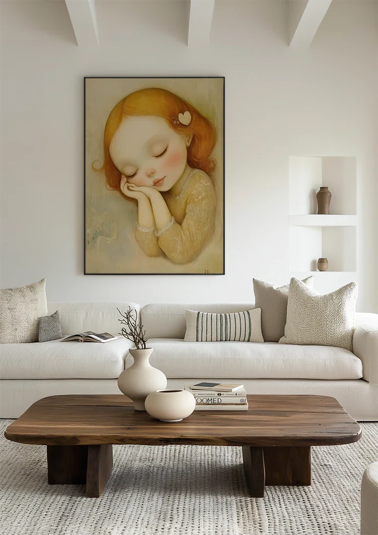 Dreaming Girl With Red Hair Soft Pastel Portrait Painting