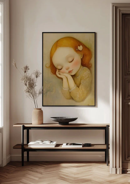 Dreaming Girl With Red Hair Soft Pastel Portrait Painting