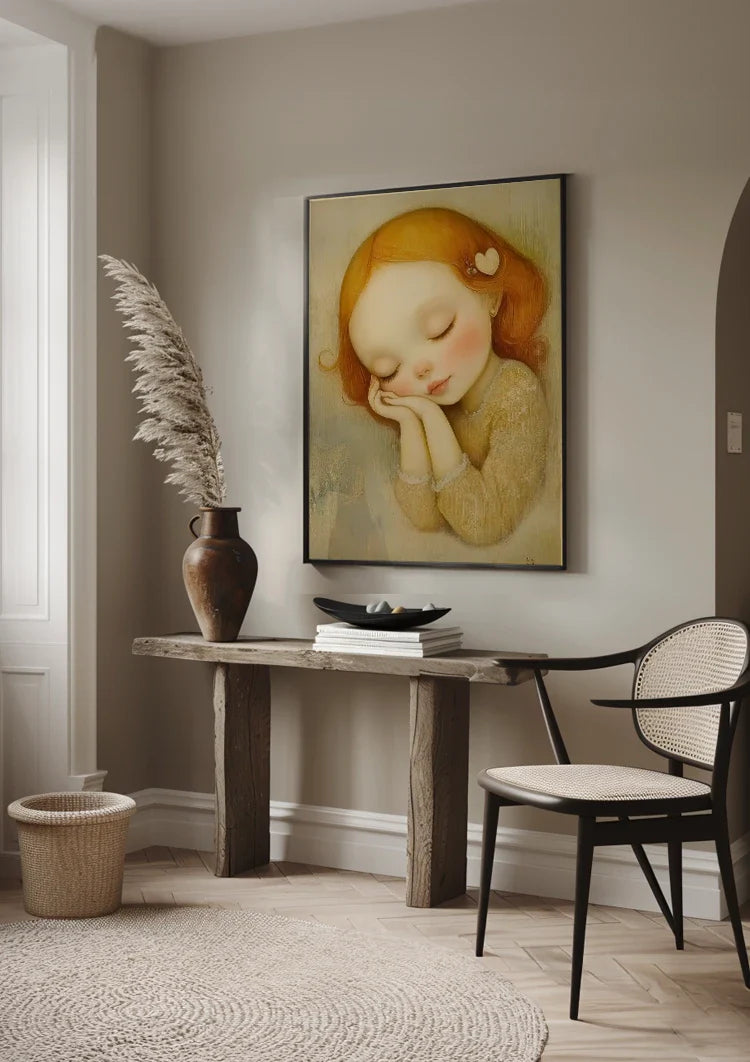 Dreaming Girl With Red Hair Soft Pastel Portrait Painting