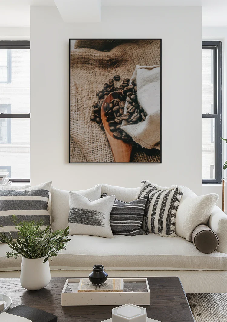Coffee Beans Wooden Spoon Jute Bag Rustic Coffee Painting
