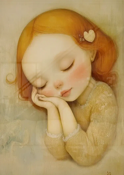 Dreaming Girl With Red Hair Soft Pastel Portrait Painting