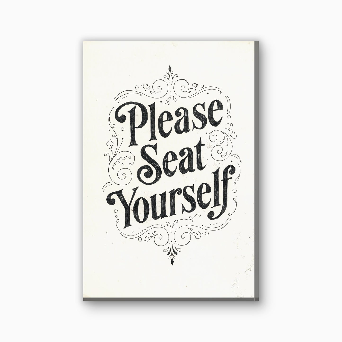 Please Seat Yourself bordje canvas schilderij in creme en antraciet