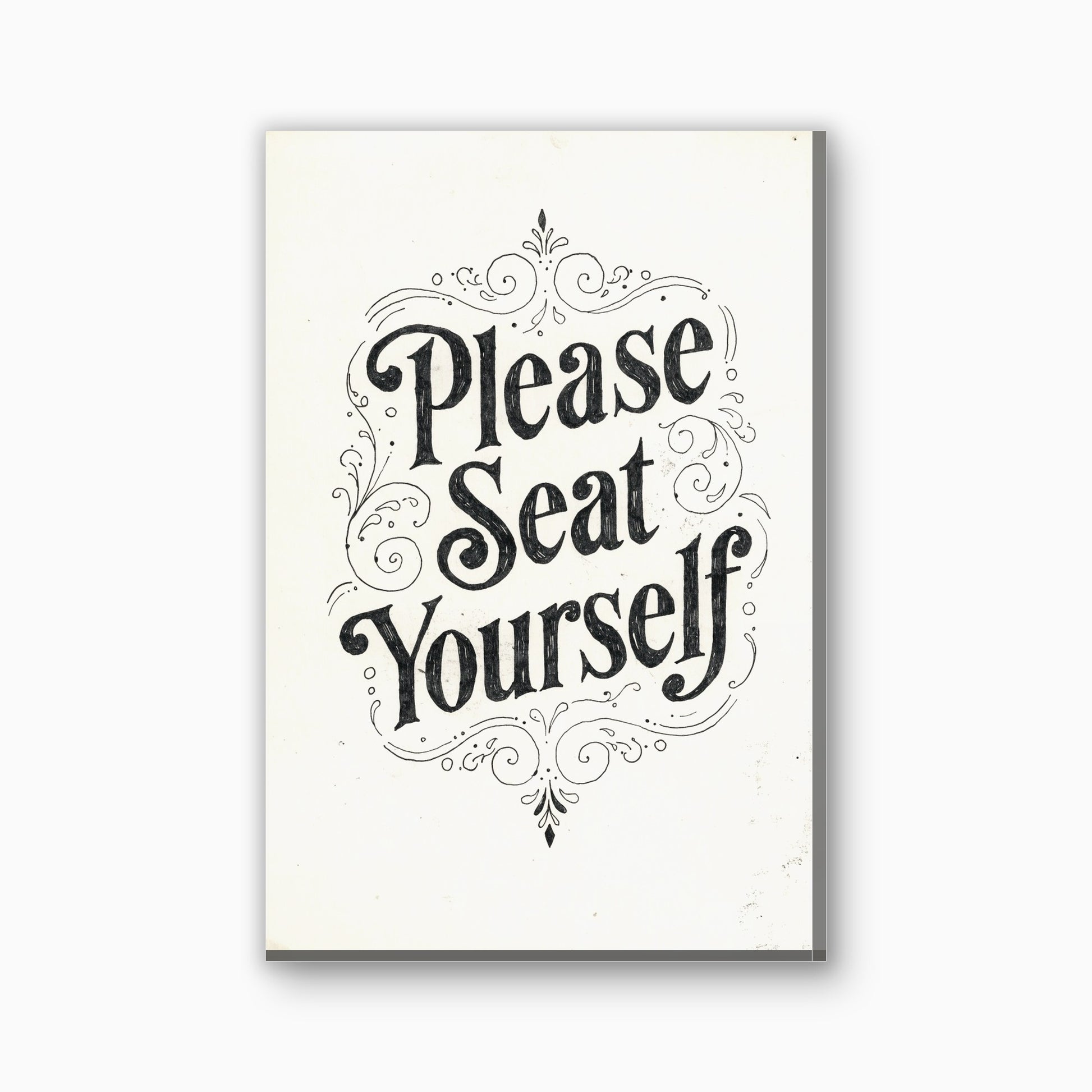 Please Seat Yourself bordje canvas schilderij in creme en antraciet