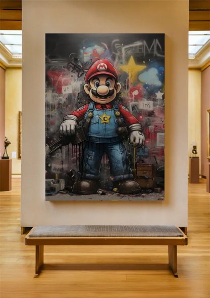 Super Mario Graffiti Street Art Portrait Painting
