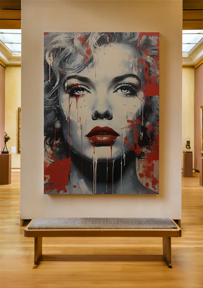 Frauenporträt Rote Lippen Graffiti Street Art Gemälde