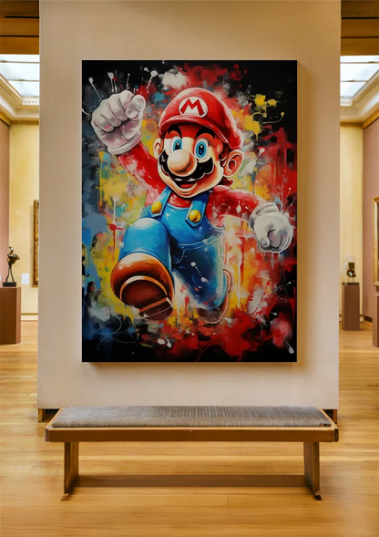 Super Mario Colorful Pop Art Paint Splashes Vivid Painting