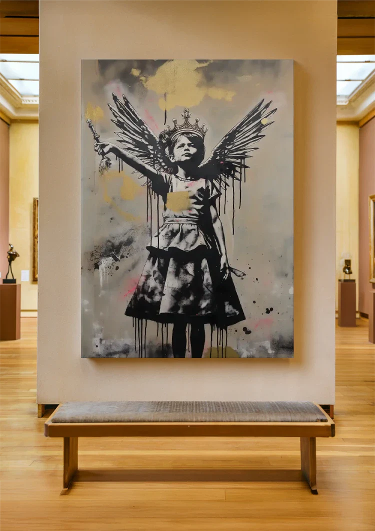 Meisje met Vleugels Kroon en Zwaard Schilderij