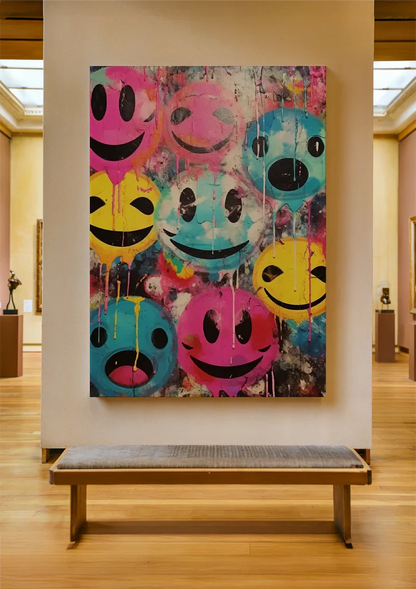 Colorful Graffiti Smiley Faces Painting