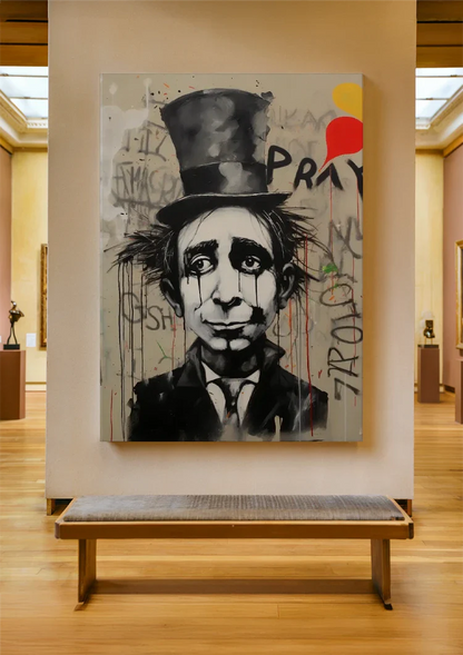 Melancholy Man with Top Hat Street Art Painting