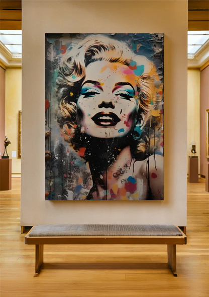 Marilyn Monroe Portrait with Colorful Paint Accents Painting