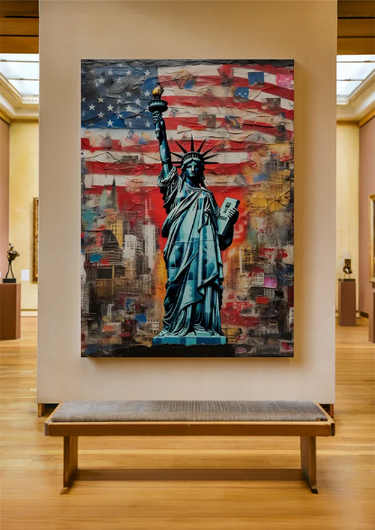 Statue of Liberty New York American Flag Pop Art Painting