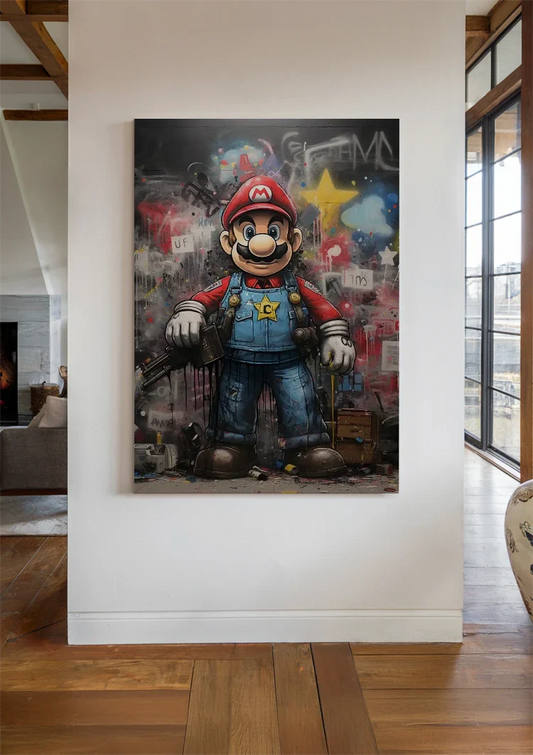 Cartoon personage canvas schilderij aan de muur in de hal