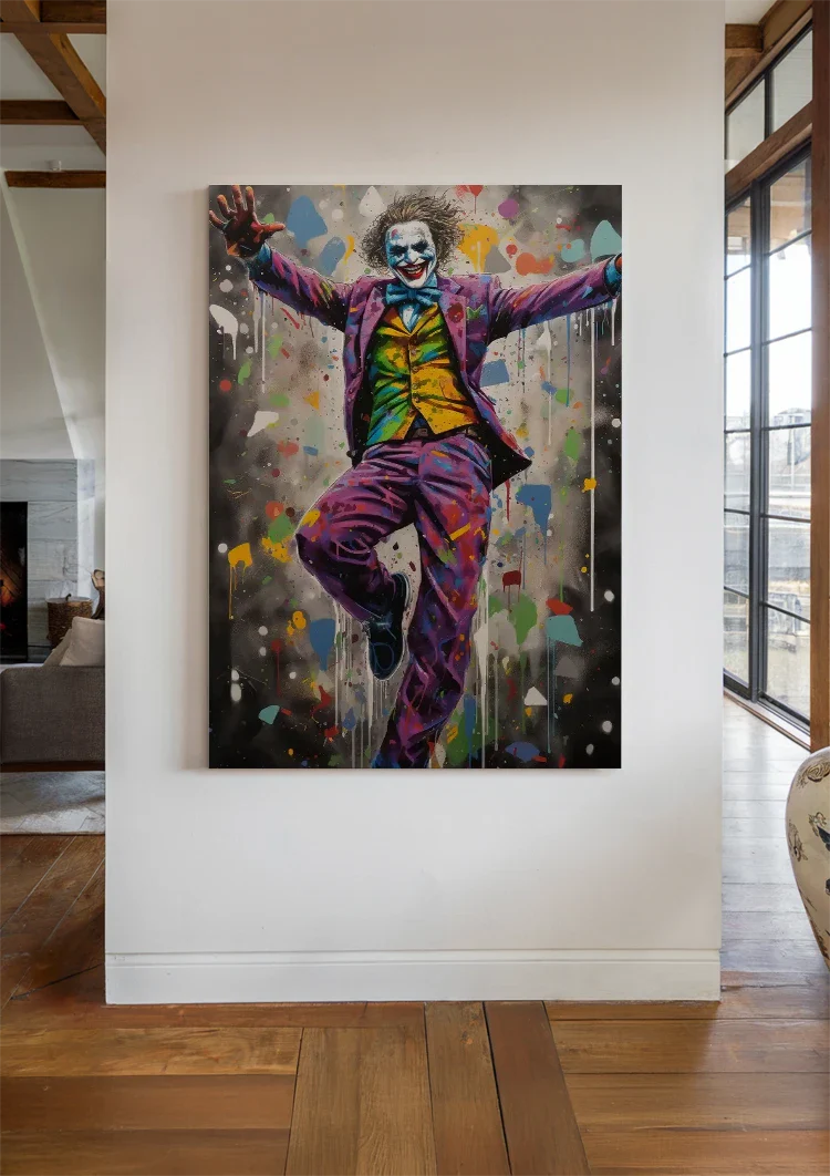 Colorful Clown in Purple Suit Graffiti Pop Art Painting
