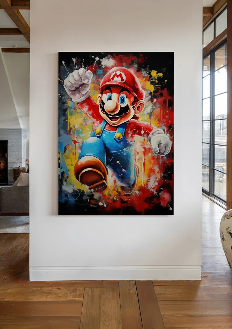 Super Mario Colorful Pop Art Paint Splashes Vivid Painting